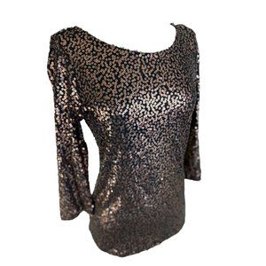 Calvin Klein Bronze Brown Sequin Top Sleeves NWT